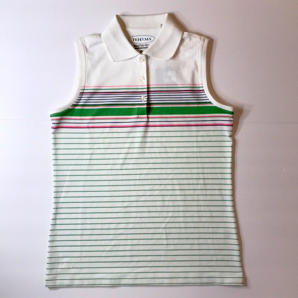 NWT Tehama Women Striped Sleeveless Polo Shirt XS